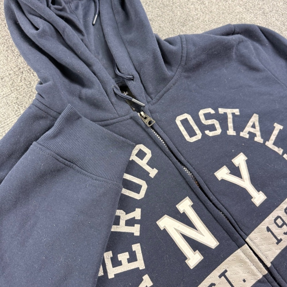 Aeropostale Zip Hoodie 2XL Navy Blue NY EST 1987 Graphic Mens